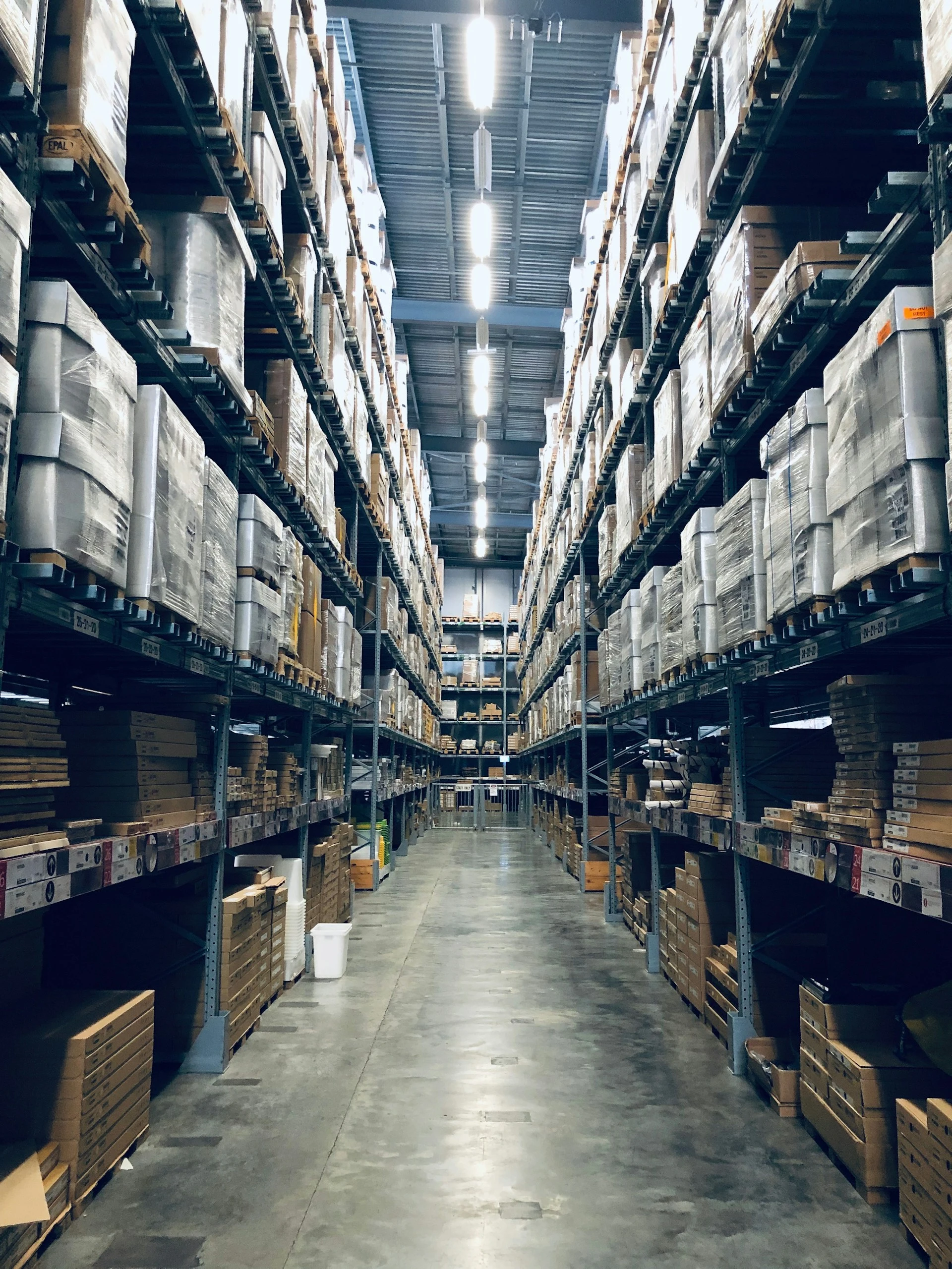 Forklift inside a 3PL warehouse